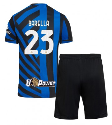 Inter Milan Nicolo Barella #23 Primera Equipación Niños 2024-25 Manga Corta (+ Pantalones cortos)